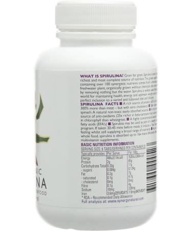 Synergy Natural Organic Spirulina Tablets - 200 Tablets (1 Pack) - Buy Online on GoSupps.com