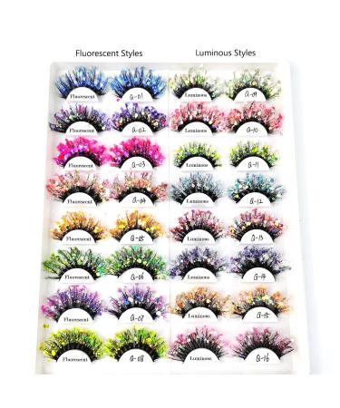 GL-Turelifes Glitter False Eyelashes - Dramatic Fluorescent Fake Lashes for Cosplay Stage & Parties | Thick & Sparkling Luminous Q-12 - Buy Online on GoSupps.com