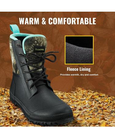 TIDEWE Women's Lace Up Mid Calf Rain Boots - Waterproof Insulated Hunting Boots in Next Camo G2 - Size 7 - Buy Online on GoSupps.com