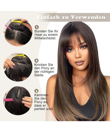 Zynery 4-Piece Clip-In Bangs & Pony Hair Extensions | Fake Bangs & Fringe for Women - Light Brown Dark Brown Black - Buy Online on GoSupps.com