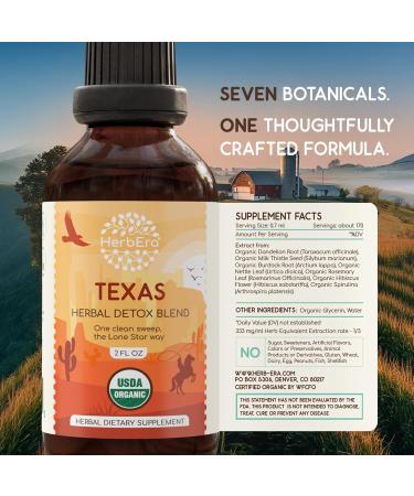 HerbEra Texas Herbal Detox Blend - USDA Organic Extract Made in USA | Immune & Liver Support Liquid Drops | Burdock Dandelion Root Milk Thistle Hibiscus Rosemary Spirulina | 2 fl oz - Buy Online on GoSupps.com