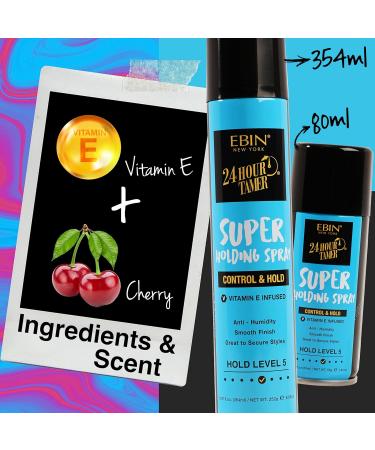 EBIN NEW YORK 24 Hour Tamer Super Holding Spray - Contol & Hold 12.13oz/ 480ml | Tames Frizz & Flyaway Gives High Shine & Volume All Day Hold 8.89 Fl Oz (Pack of 1) Super - Buy Online on GoSupps.com