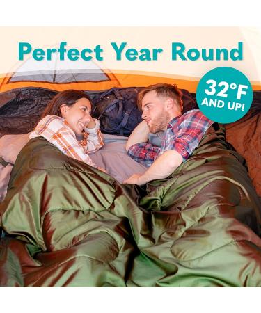 Sleepingo Double Sleeping Bag - Queen Size XL, Cold Weather 2 Person Waterproof Bag for Camping, Backpacking, Hiking - Lightweight & Spacious for Adults, Teens - Ideal for Truck Tent or Sleeping Pad - Buy Online on GoSupps.com
