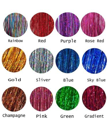 Glitter Hair Tinsel Extensions Kit - 12 Colors, 3200 Strands, 46inches - Fairy Hair Accessories - Buy Online on GoSupps.com