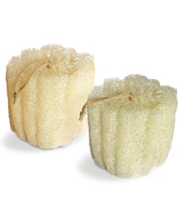 Natural Shower Loofah Sponge, Bath Exfoliating Loofa Body Scrubber, Soft and Easy Foaming Spa Lufa Sponges (2 Pack) 2 Count (Pack of 1)