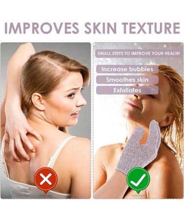 Sibba Exfoliating Gloves - Natural Loofah Bathing Gloves for Body and Face - Double Sided Shower Body Gloves - Dead Skin Remover - Purple - Buy Online on GoSupps.com