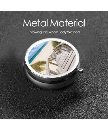 Beach Scenery Mini Round Pill Box - 3 Compartment Portable Pill Organizer for Travel Home & Office - Buy Online on GoSupps.com