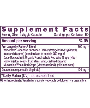 Reserveage Resveratrol 250 mg Antioxidant Supplement - 60 Capsules for Anti-Aging & Wellness - Buy Online on GoSupps.com