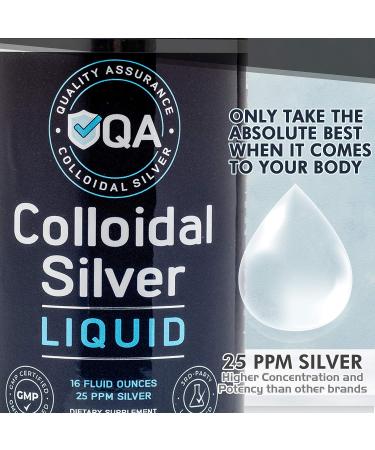 QA Colloidal Silver Liquid 25 PPM - Pure Immune Support Supplement - 16oz Nano Solution - 94.5 Servings - Buy Online on GoSupps.com