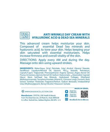 Dead Sea Collection Anti-Wrinkle Day Cream with Hyaluronic Acid & Sea Minerals - Nourishing Anti-Aging Moisturizer (1.69 fl.oz) - Buy Online on GoSupps.com
