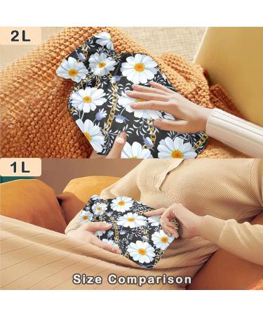 NAANLE Floral Daisy Transparent Hot Water Bottle - 2L Large for Menstrual Cramps Pain Relief & Heat Therapy | International Shipping - Buy Online on GoSupps.com