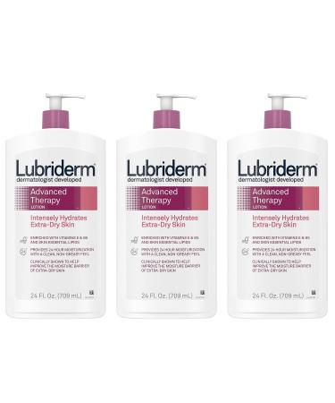 Lubriderm Advanced Therapy Moisturizing Lotion with Vitamins E and B5, Deep Hydration for Extra Dry Skin, Non-Greasy Formula, 24 fl. oz, Pack of 3 24 Fl Oz (Pack of 3)
