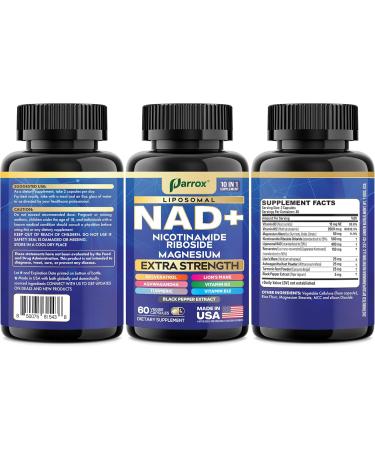 NAD+ Supplement with Liposomal NAD+ Nicotinamide Riboside Magnesium Vitamin B3 & B12 Resveratrol Turmeric Ashwagandha Lion s Mane 10-in-1 Extra Strength (2 Pack) 60 Count (Pack of 2) - Buy Online on GoSupps.com