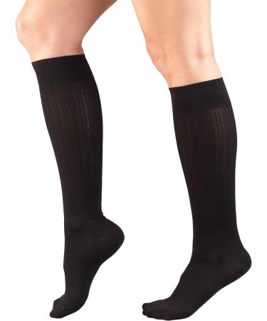 Truform Women's Fit Compression Socks - Rib Knit Pattern 15-20 mmHg Black Medium Pack of 2 - Best for Circulation & Comfort - Buy Online on GoSupps.com