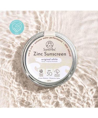 Suntribe All Natural Zinc Sunscreen Face & Sport - SPF 30 - Organic - 100% Zinc - Reef Safe - 3 Ingredients - Water resistant - ORIGINAL WHITE (30 g) - Buy Online on GoSupps.com