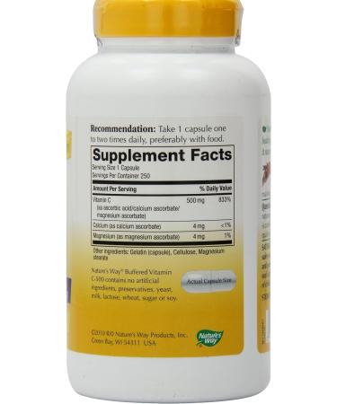 Nature's Way Buffered C-500 Mineral Ascorbate 500mg Vitamin C 250 Capsules - Buy Online on GoSupps.com