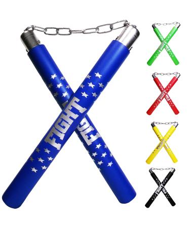 F.A.L. product Nunchucks Rubber Martial Arts Training Nunchucks Nunchakus for Kids Beginner & Adults Practice with Steel Chain blue