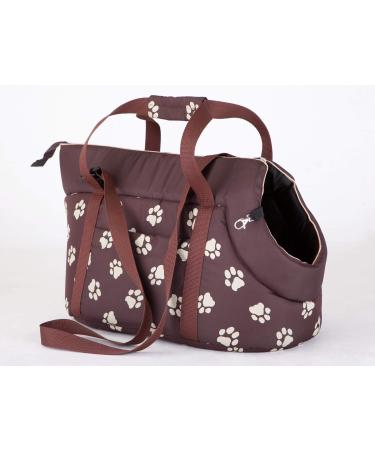 Pillowprim dog bag carrier bag for small and medium dog puppies cat for walking - size S L - 26.90 brown with paws