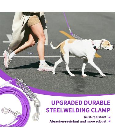 Premium 15m Purple Dog Yard Leash with Shock Absorbing | Durable Tie Out Cable for Dogs | Perfect for Outdoor Use - Buy Online on GoSupps.com