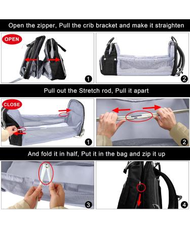 SndMor Diaper Bag Backpack - Multifunctional Black & Gray Design with Bed Function Stroller Hook - Ideal for Moms & Dads - Shop Internationally! - Buy Online on GoSupps.com