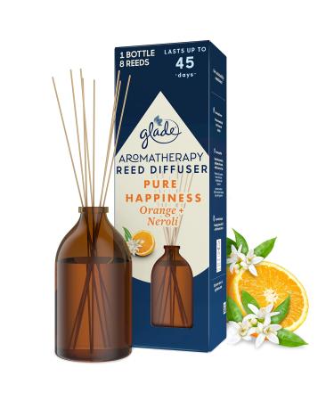 Glade Aromatherapy Reed Diffuser Home Decor Essential Oils Diffuser Uplifting Fragrance Pure Happiness with Brazilian Orange & North African Neroli Blossom 80 ml 80 ml (Pack of 1) Pure Happiness