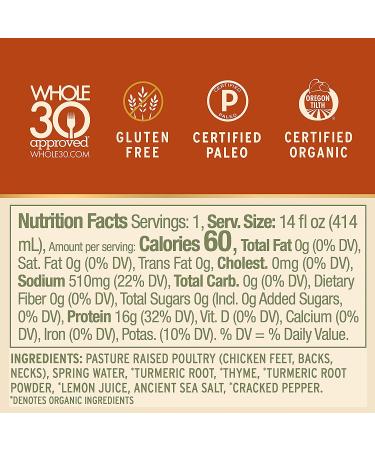 FOND Certified Organic Chicken Bone Broth 4 Pack - Liquid Light 14 Fl Oz - Buy Online on GoSupps.com