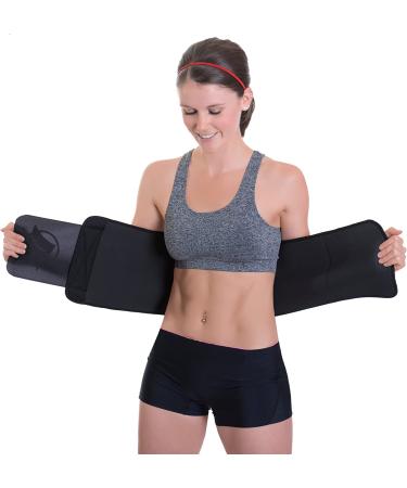 Fitru Waist Trimmer Sauna Ab Belt For Women & Men - Waist Trainer Stomach Wrap Black XL: 10" X 50" - Buy Online on GoSupps.com