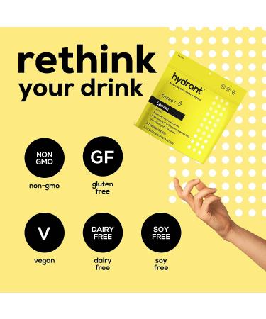 Hydrant ENERGY Lemonade Hydration Mix 30 Stick Pack - Electrolyte Powder Packets with Caffeine, L-Theanine, Zinc for Rapid Hydration - 30 Count - Buy Online on GoSupps.com