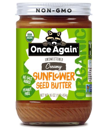 Once Again Organic Sunflower Butter - Peanut Free, Salt Free, Unsweetened - 16 oz Jar