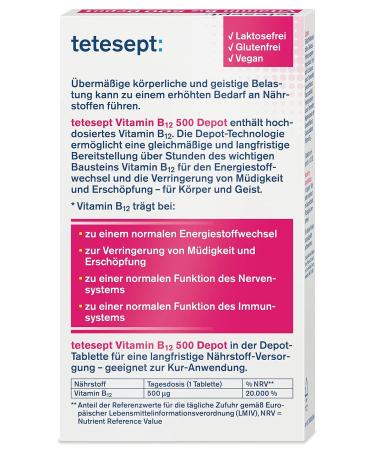 Tetesept Vitamin B12 Depot - High-Dose 500 g for Energy Metabolism - Vegan Mini-Tablets (5 x 30) - Long-Term Health Supplements - Buy Online on GoSupps.com