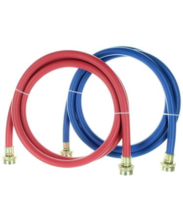 2 Pack Rubber Washing Machine Hoses (4 Foot) Color Coded by Kelaro 4 Foot Color Coded