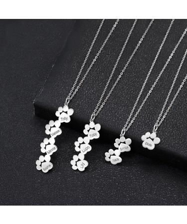 Exlarify Personalized Paw Print Necklace - Custom Memorial Jewelry for Dog Lovers | Unique Mother's Day Gift with Names | S3-Silver - Buy Online on GoSupps.com