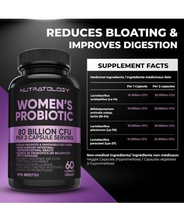 Nutratology Probiotics for Women - 40 Billion CFUs Per Capsule - 80 Billion CFUs Per Serving - Formulated With 4 Strains Of Probiotics To Support Gut Health Bloating Relief & Digestion - 60 Capsules 60 count (Pack of 1) - Buy Online on GoSupps.com