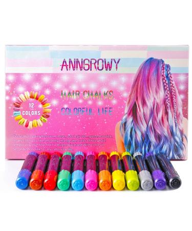 12 Colors Hair Chalk for Girls Kids Face Paint Temporary Hair Chalks pens for Any Age(3+) Hair Color for Halloween Makeup Birthday Present Gifts for Girls Kids Hair Chalk Salon Washable Hair Dye