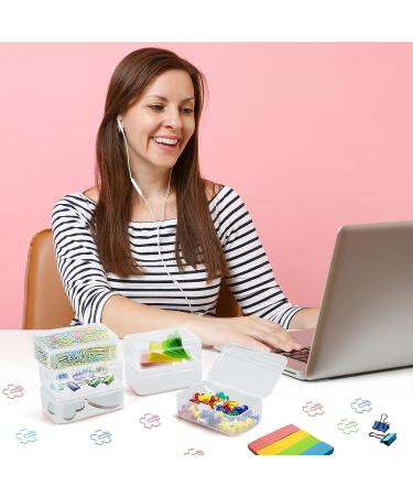 ISKYBOB 6 Pack Small Plastic Storage Containers - Clear Rectangle Organizer Case for Crafts & Bobby Pins (3.7x2.4in) - Buy Online on GoSupps.com