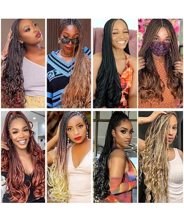 Mclisle French Curl Crochet Braids 18 Inch 7 Pack - Synthetic Pre Looped Goddess Box Braids with Curly Ends - 1B 18 Inch - Buy Online on GoSupps.com