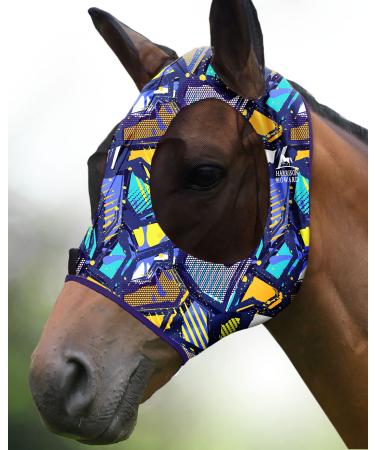 Harrison Howard Super Comfort Stretchy Fly Mask Large Eye Space with UV Protection Skin with Breatathability Graffiti Mix (M) Medium Graffiti