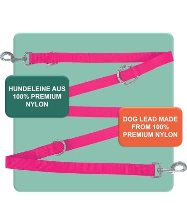 Buy Dey Premium 2m Dog Leash - 3-Way Adjustable Nylon for Small Medium & Large Dogs - Multiple Colors Available - Durable & Stylish Pink Rosa - Buy Online on GoSupps.com
