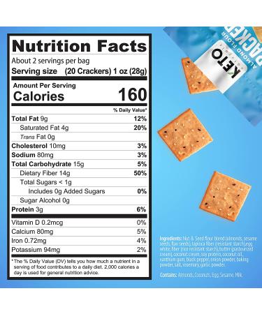 Keto Crackers (Sea Salt) - Low Carb, Zero Sugar, Gluten Free (3 Packs) | Almond Flour Snacks for Adults & Kids - Paleo Friendly - Buy Online on GoSupps.com