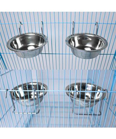 2 Pack Stainless Steel Bird Feeder Cups with Wire Hook - Parrot Feeding Dishes for Finches, Lovebirds - Includes Food Holder and Rattan Ball - Buy Online on GoSupps.com