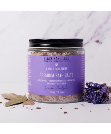 Black Sand Labs Premium Bath Salts for Her Premium Blend of Dead Sea Himalayan Pink & Epsom Salts for Muscle and Joint Pain Relief Luxury Bath Salts for Women (Lavender Eucalyptus)