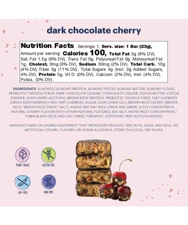 Zing Dark Chocolate Cherry Kids Protein Bars - Gluten Free Vegan 100 Calorie High Protein Low Sugar Dairy Free 18 Count - Buy Online on GoSupps.com