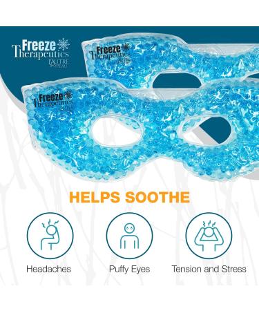 Therapeutic Spa Gel Bead Eye Masks - Hot/Cold Reusable Ice Packs - Set of 2 USA Merchant - Compress Therapy for Puffy Eyes, Dark Circles, Headaches, Migraines - Stress Relief Blue - Buy Online on GoSupps.com