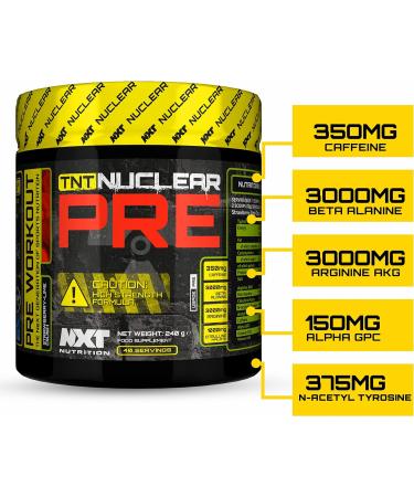NXT Nutrition TNT Nuclear Pre Workout Drink - Strawberry Lime Crush | L-Citrulline Beta Alanine Caffeine Blend for Pump Endurance & Focus - 40 Servings Vegan - Buy Online on GoSupps.com