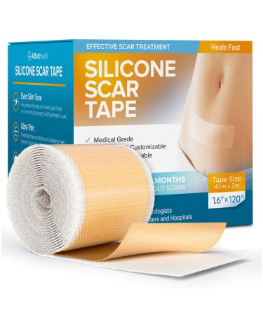 Silicone Scar Tape Reusable Sheets (120 x 1.6 ) Medical Grade Silicone Scar Sheets for Surgical Scars Burns Tummy Tuck Keloid C-Section - Cut to Size Scar Treatment 120 Inch