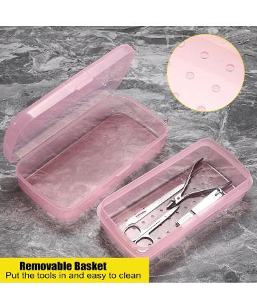 JUXYES Plastic Sterilizing Tray for Nail Art - Portable Sterilizer Organizer Transparent Storage Box for Tools & Accessories (Pink) - Shop Internationally - Buy Online on GoSupps.com