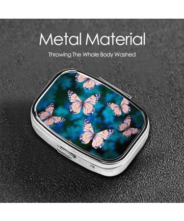 Cute Butterflies Small Pill Case | 2 Compartment Travel Pill Organizer for Purse & Gifts - Buy Online on GoSupps.com