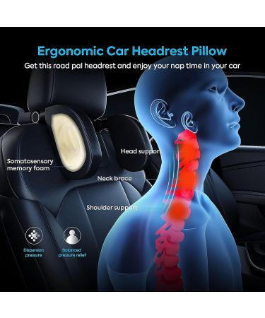 Soft Memory Foam Car Headrest Pillow - Adjustable Neck Support for Adults & Children - Removable & Retractable - Ideal for Sleeping (Black) - Buy Online on GoSupps.com