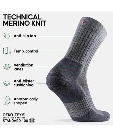 Danish Endurance Merino Wool Hiking Socks 2 Pack - Light Grey Medium | Men & Women - Buy Online on GoSupps.com
