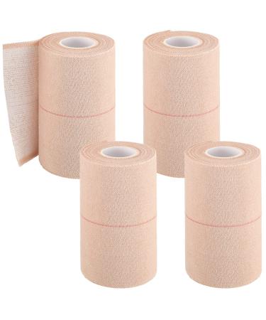 4 Rolls Elastic Tape Adhesive Elastic Tape Self Adhesive Bandage Wrap Flexible Stretch Bandages for Sports Ankle Knee and Wrist Sprains Animal Pets 5 Yard (4 Inch in Width)